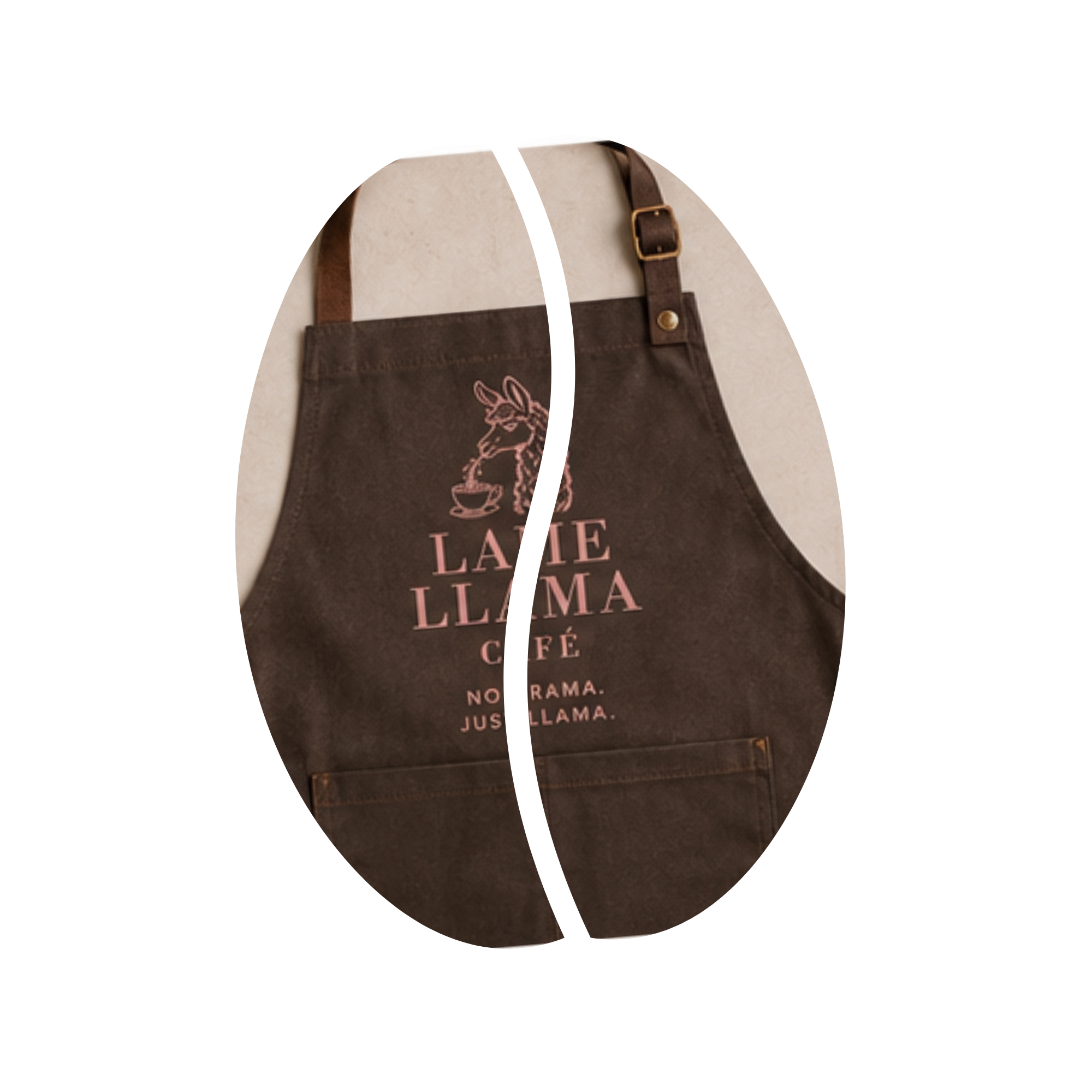 Lame Llama Café apron mockup