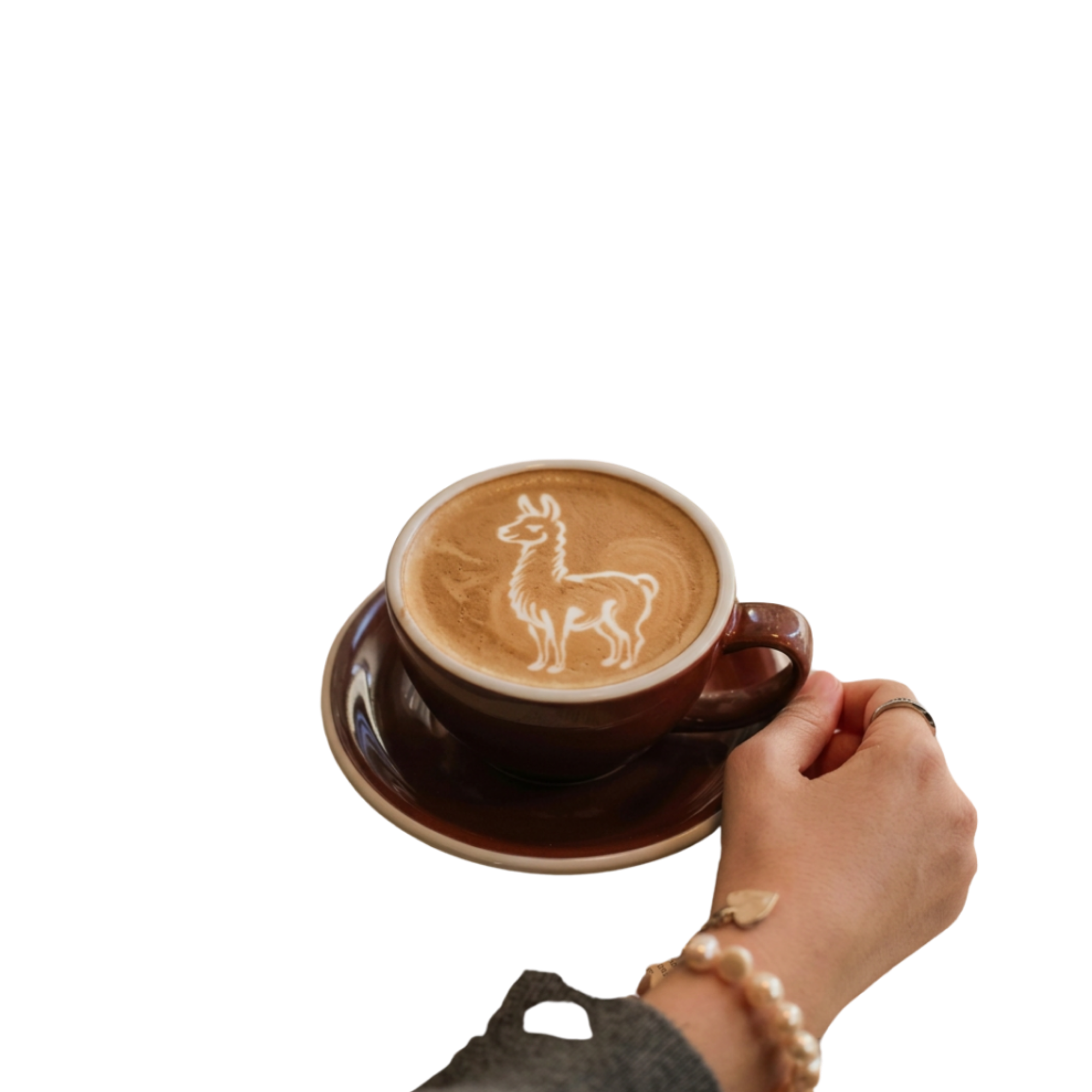 Cup of coffee held in one hand